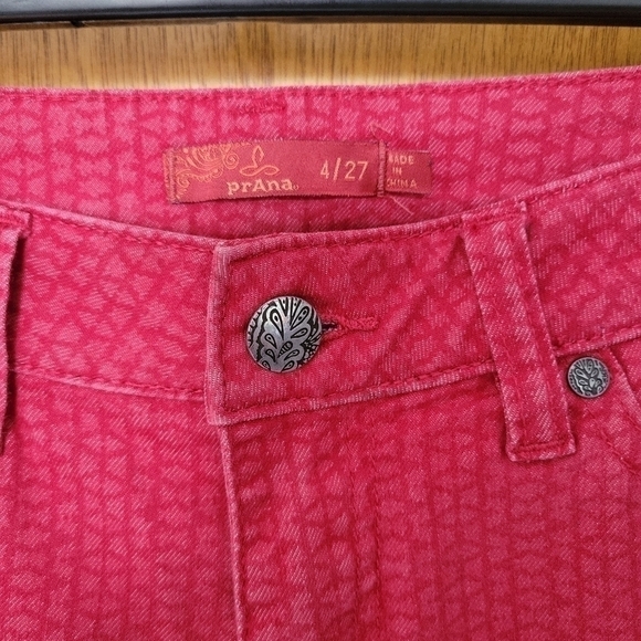Prana Kara Slim Straight Jeans Red Geo Print Size 4 - Picture 4 of 4